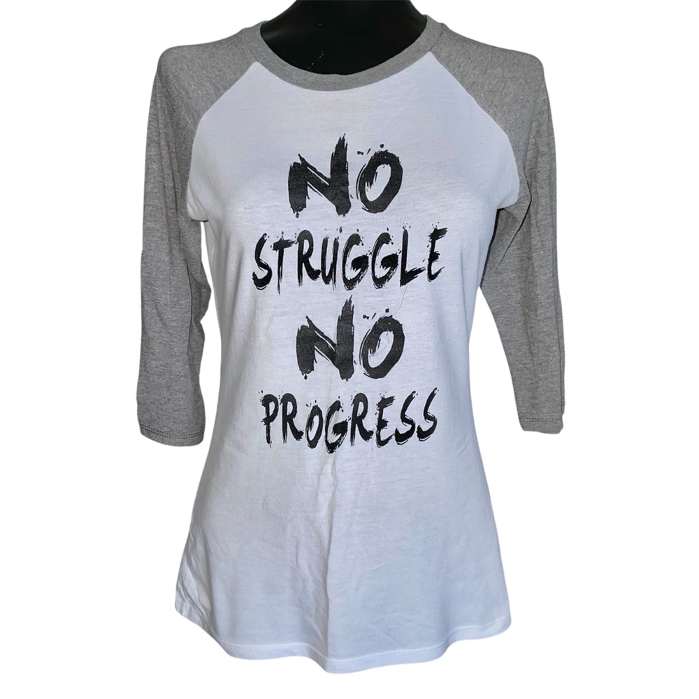 District Made Women's Gray and White Raglan Sleeve Shirt Sz XS
